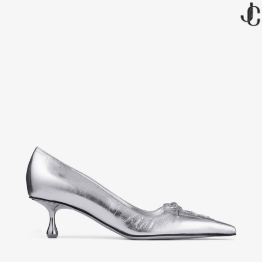 Scarlett 50 Silver Vintage Metallic Leather Pumps