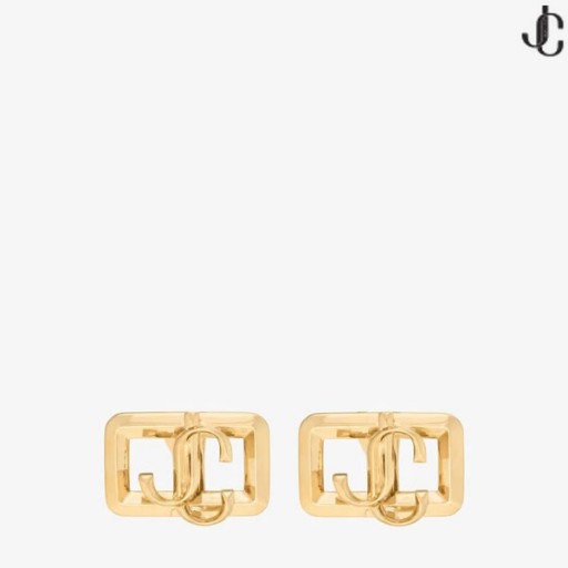 Square JC Earring Gold Gold Finish Earrings