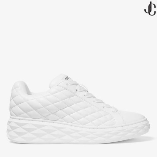 Diamond Maxi M White Diamond Quilted Leather Trainers