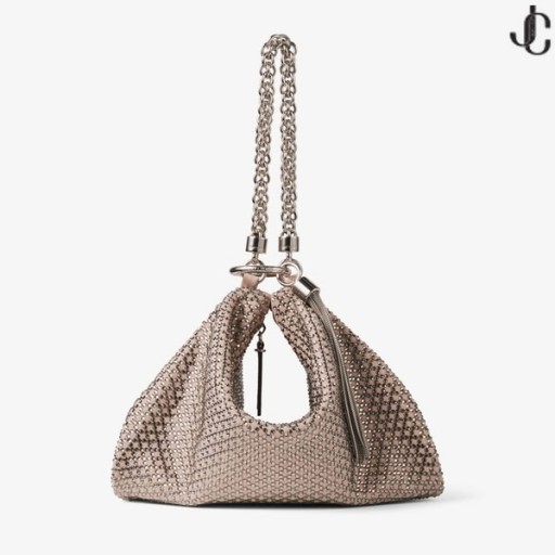 Ballet Pink Suede Clutch Bag with Diamond Motif and Crystal Hotfix CALLIE Pre Fall 19