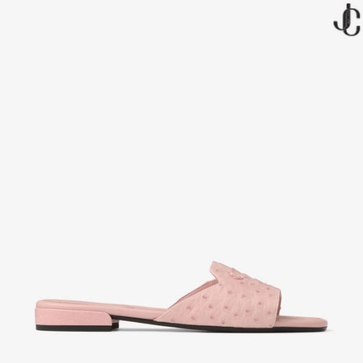 Dina Flat Rose Ostrich Leather Flats