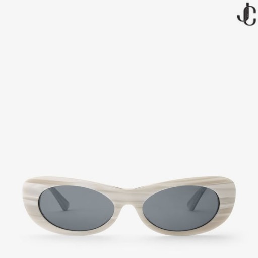 Danny Black Striped Oval Sunglasses US