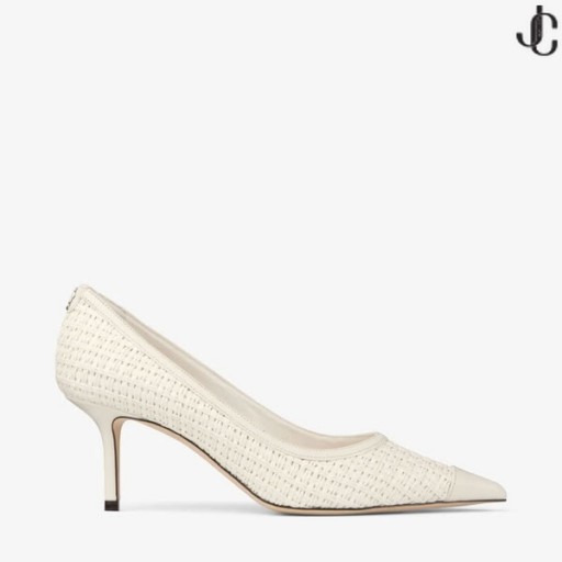 Love 65 Latte Raffia and Leather Pumps