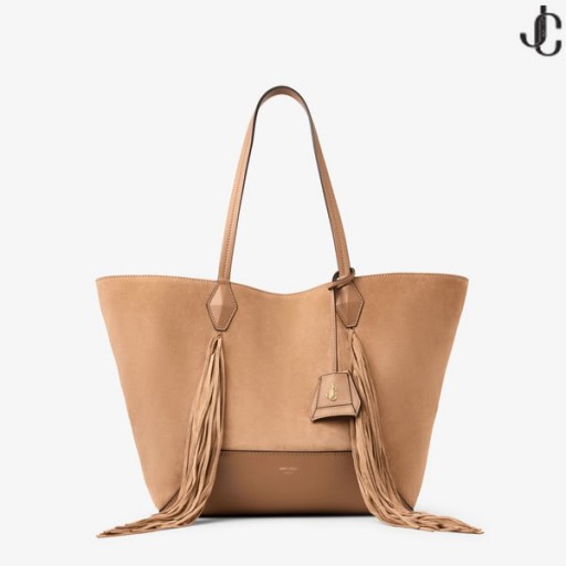 Diamond Tote M Toffee Suede Tote Bag With Fringes