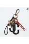 Black & Orange Calf Leather Star Logo Bag Charm