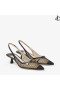 Black Fishnet Mesh and Nappa Slingback Pumps AMITA 45 Summer 2022 collection