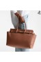 Diamond Belted TH/M Tan Leather Top Handle Bag