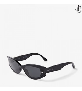 Skylar Black Oval Sunglasses with Studs