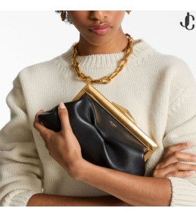 Diamond Frame Clutch/S Black Calf Leather Clutch