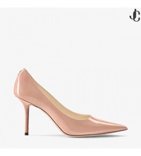 Ballet Pink Patent Leather Pointy Toe pumpss with Jimmy Choo ButtonLOVE 85 Autumn Winter 19