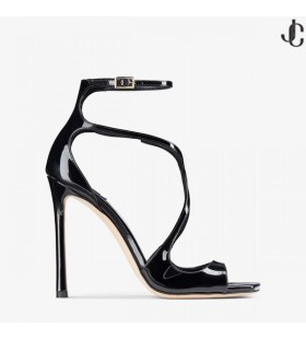 Black Patent Leather Sandals AZIA 110 Winter 2021 Collection