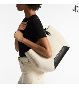 Diamond Natural Shearling Tote Bag