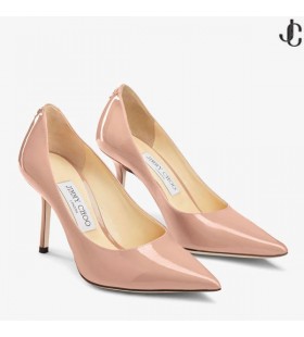 Ballet Pink Patent Leather Pointy Toe pumpss with Jimmy Choo ButtonLOVE 85 Autumn Winter 19