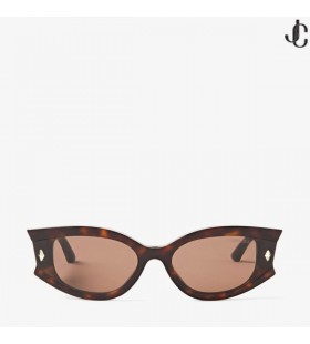 Skylar Brown Havana Oval Sunglasses with Studs