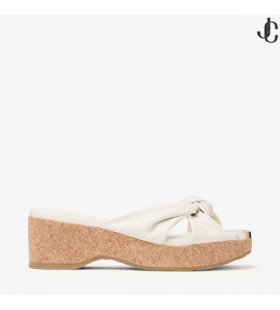 Avenue Wedge Biscuit Nappa Leather Wedge Mules