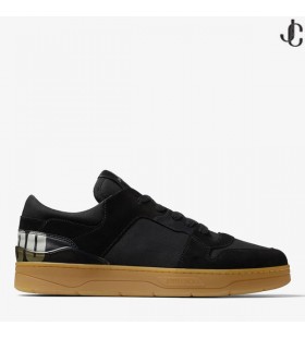 FLORENT/M Black Crosta and Canvas Trainers with Choo Lettering Autumn Collection