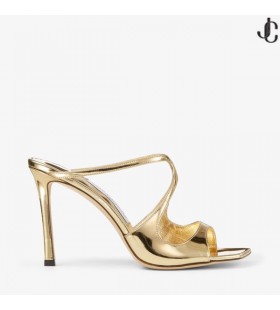 Gold Liquid Metal Leather Mules ANISE 95 Winter 2021 Collection
