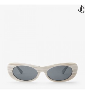 Danny Black Striped Oval Sunglasses US