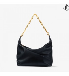 DIAMOND SOFT HOBO/S Black Soft Calf Leather Hobo Bag with Chain Strap Spring 2023 collection