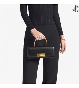 Diamond Chain Top Handle Black Calf Leather Top Handle Bag New Collection