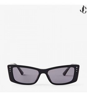 Lexy Black Rectangular Sunglasses with Crystals