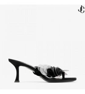 Freja 70 Black Suede Paillette Sandals