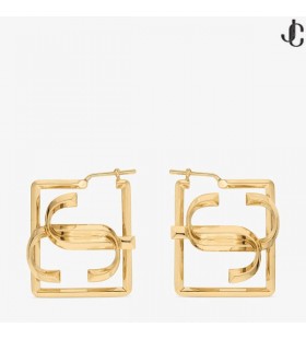 Square JC Hoop Gold Gold Finish Earrings