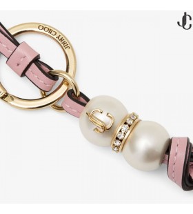 Spheres Charm Rose Leather Pearl Bag Charm