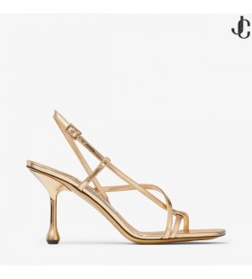 Etana 80 Gold Metallic Leather Sandals
