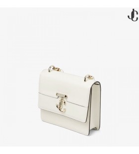 Latte Box Leather Shoulder Bag with Pearl Strap AVENUE QUAD XS Summer 2022 collection