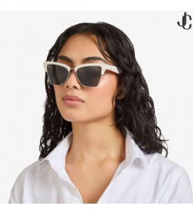 Maxime White Butterfly Frame Sunglasses with Studs