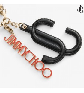 Black & Orange Calf Leather Star Logo Bag Charm