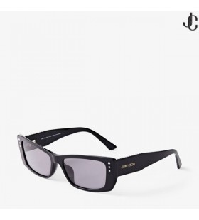 Lexy Black Rectangular Sunglasses with Crystals