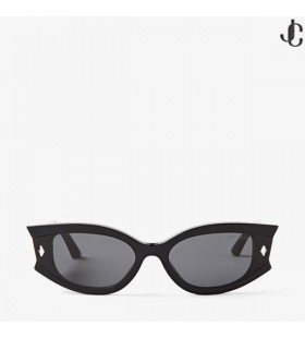 Skylar Black Oval Sunglasses with Studs