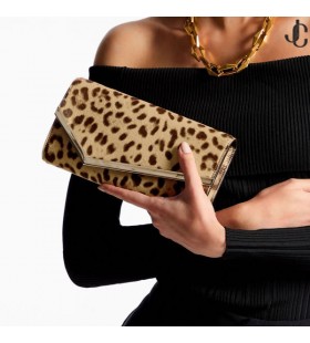 Emmie Natural Leopard Print Pony Clutch Bag
