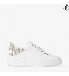 Diamond Maxi/F Ii White and Silver Nappa Leather Trainers with Crystals New Collection