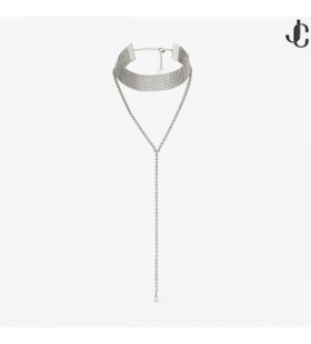 Saeda Necklace Silver-Finish Metal Chain Necklace with Crystal