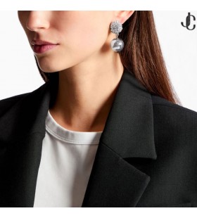 Double Sphere Earrings Silver-Finish Crystal Sphere Earrings