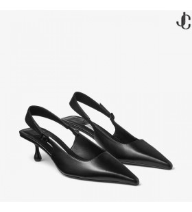 Amel 50 Black Nappa Leather Sling Back Pumps New Collection