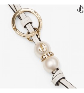 Spheres Charm Latte Leather Pearl Bag Charm