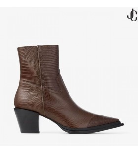 Cece AB 60 Coffee Lizard Printed Leather Ankle Boots