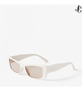 Lexy White Rectangular Sunglasses with Crystals