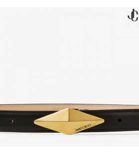 DIAMOND CLASP BELT Black Leather Clasp Belt Autumn Collection