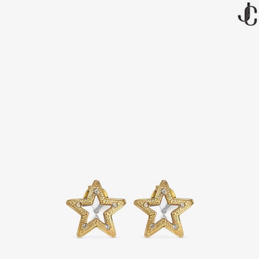 Ouro-Acabamento de Metal JC Estrelas, Brincos com Cristais Swarovski JC Estrelas Pregos Coleção de Jóias