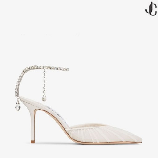 Saeda 85 Ivory Tulle Crystal Pumps