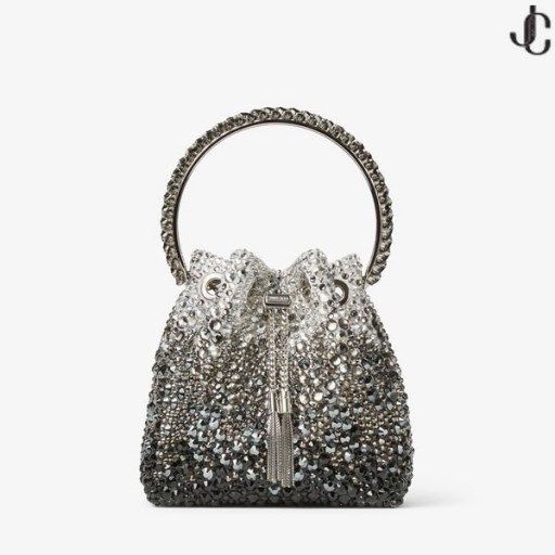 BON BON Black Satin Bag with Crystals