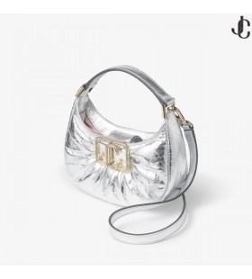 Edie Hobo Mini Prata Vintage De Couro Metalizado Mini Bag