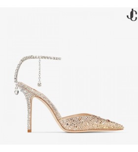 Saeda 100 de Ouro Cetim Bombas com cristais