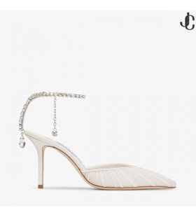 Saeda 85 Ivory Tulle Crystal Pumps