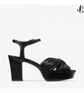 Heloise 80 Preto Vintage De Couro Metalizado Plataforma Sandálias